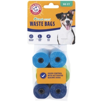 Arm and Hammer Dog Waste Refill Bags Fresh Scent Assorted Colors - 90 count