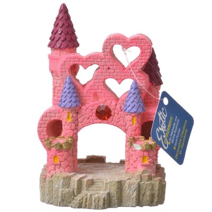 Exotic Environments Pink Heart Castle Aqiarum Ornament - Large - (4.5