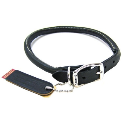 Circle T Pet Leather Round Collar - Black - 20