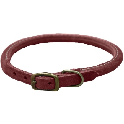 Circle T Rustic Leather Dog Collar Brick Red - 3/8