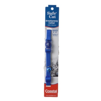 Coastal Pet Safe Cat Nylon Adjustable Breakaway Collar - Blue - 8in.-12in. Neck