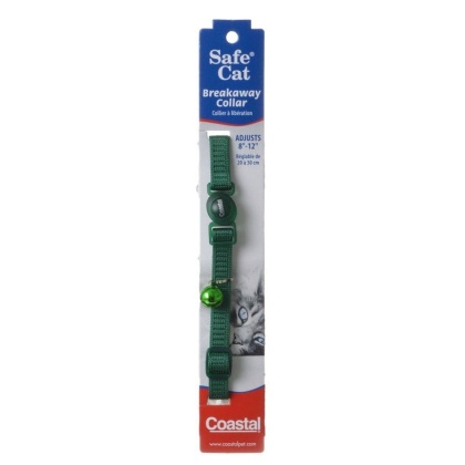 Coastal Pet Safe Cat Nylon Adjustable Breakaway Collar - Hunter Green - 8in.-12in. Neck