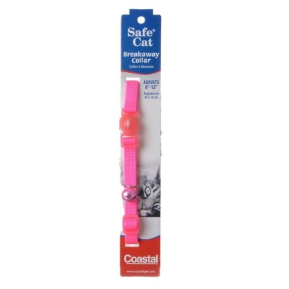 Coastal Pet Safe Cat Nylon Adjustable Breakaway Collar - Neon Pink - 8in.-12in. Neck