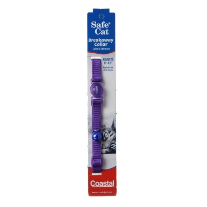 Coastal Pet Safe Cat Nylon Adjustable Breakaway Collar - Purple - 8in.-12in. Neck