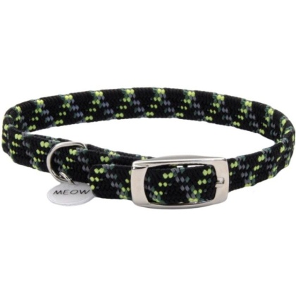 Coastal Pet Elastacat Reflective Safety Collar with Charm Black/Green - Small (Neck: 8-10in.)