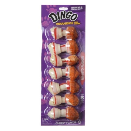 Dingo Indulgence Cheese Flavor Meat & Rawhide Chews (No China Sourced Ingredients) - Mini - 7 Pack (2.5