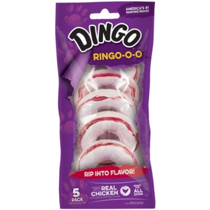 Dingo Ringo Meat & Rawhide Chews (No China Sourced Ingredients) - 5 Pack (2.75