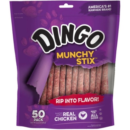 Dingo Munchy Stix Chicken & Rawhide Chews (No China Sourced Ingredients) - 50 Pack - (5\