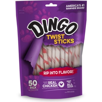 Dingo Twist Sticks Rawhide Chew with Chicken in the Middle - 6\