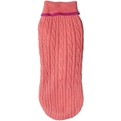 Fashion Pet Cable Knit Dog Sweater - Pink - Medium (14\