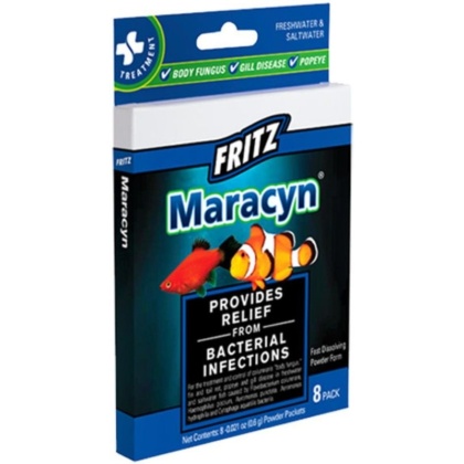 Fritz Maracyn Bacterial Treatment Powder for Freshwater and Saltwater Aquariums - 8 Count