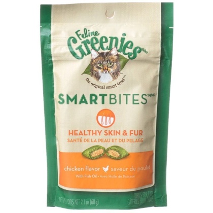 Greenies SmartBites Healthy Skin & Fur Chicken Flavor Cat Treats - 2.1 oz