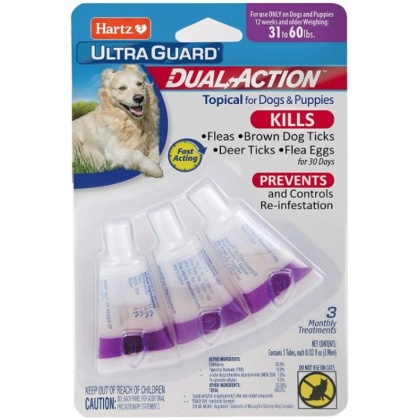 Hartz UltraGuard Dual Action Topical Flea and Tick Prevention for Medium Dogs (31 - 60 lbs) - 3 count