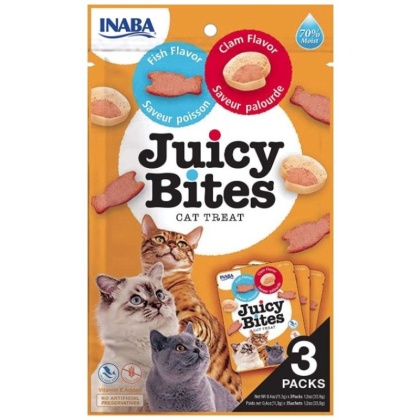Inaba Juicy Bites Cat Treat Fish and Clam Flavor - 3 count