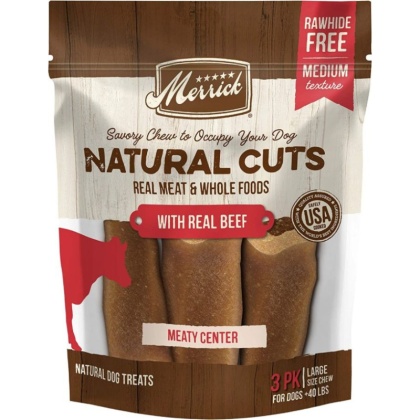 Merrick Natural Cut Beef Chew Treats Large - 3 count
