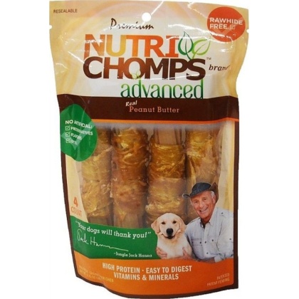Nutri Chomps Advanced Twists Dog Treat Peanut Butter Flavor - 4 count