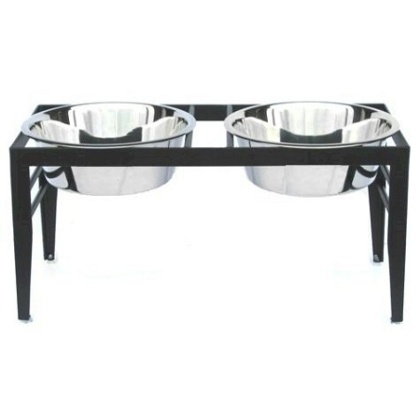 Chariot Double Elevated Dog Bowl - Large/Black
