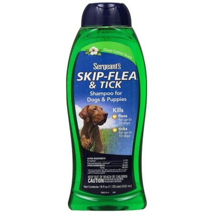 Sergeants Skip-Flea Flea and Tick Shampoo for Dogs Clean Cotton Scent - 18 oz