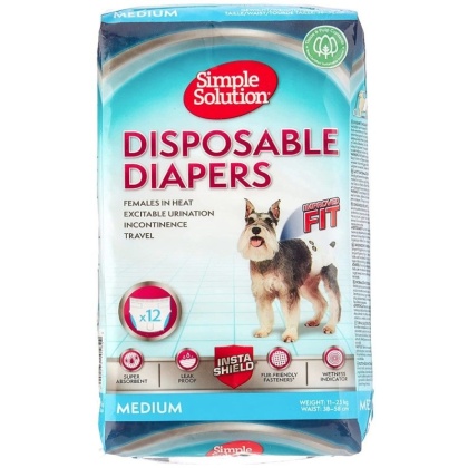 Simple Solution Disposable Diapers - Medium - 12 Count - (Waist 16.5