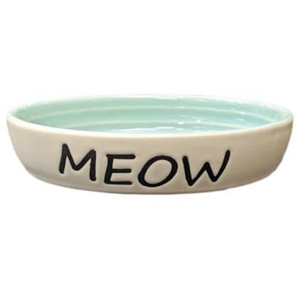 Spot Oval Green Meow Dish 6in. - 1 count