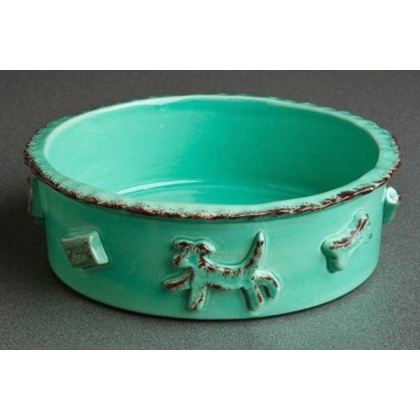 Aqua/Green - Carmel Ceramica Dog Food/Water Bowl - Large