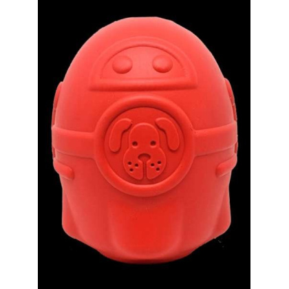 RED - SN Rocketman Durable Rubber Treat Dispenser & Chew Toy - L