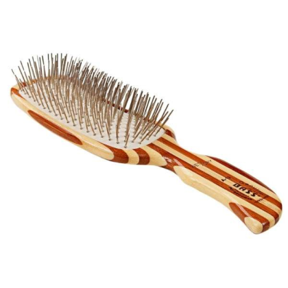 Striped Bamboo1 - Bass Brushes- Style & Detangle Pet Brush