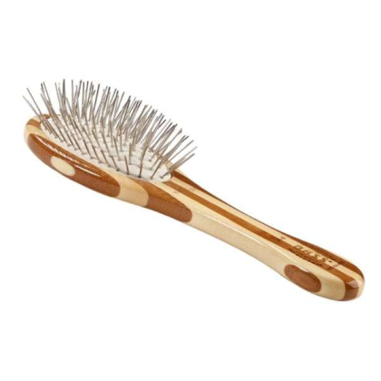 Striped Bamboo - Bass Brushes- Style & Detangle Pet Brush - Small