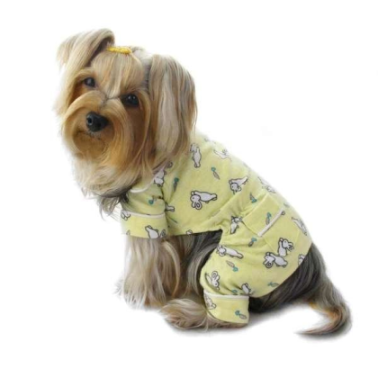 Yellow - Hopping Bunny Flannel Pajamas - XS