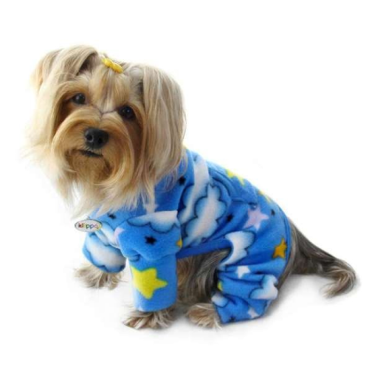 Blue - Stars and Clouds Fleece Turtleneck Pajamas - Medium