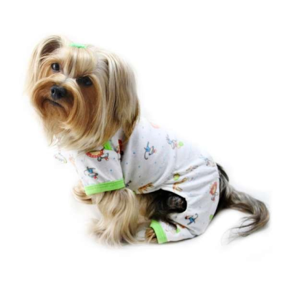 White - Knit Cotton Pajamas with Party Animals - Medium