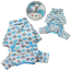 Blue - Blue & Gray Hearts Fleece Turtleneck Pajamas - S