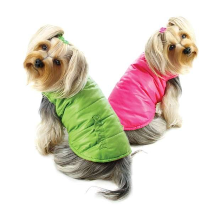 Lime/Pink - Reversible Parka Vest with Ruffle Trims - Small