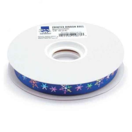 Snowflake - TP Printed Ribbon Roll 50yds Blue/Snowflake - 50 Yards