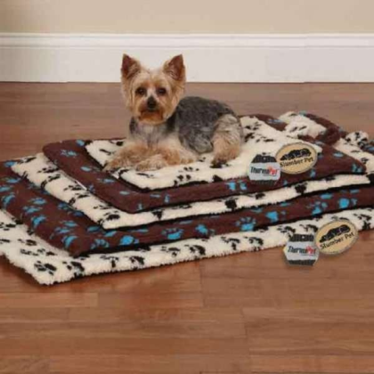 Brown - SP ThermaPet Paw Print Crate Mat  - Medium