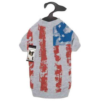 Silver - Zack & Zoey Americas Pup Flag Print Tee  - XL