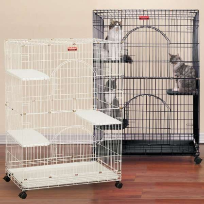 Black - ProSelect Foldable Cat Cage - 35.5Lx24Wx48H