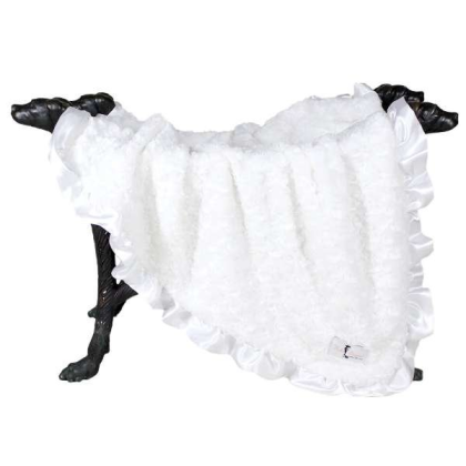 White - Ruffle Baby Dog Blanket - Large