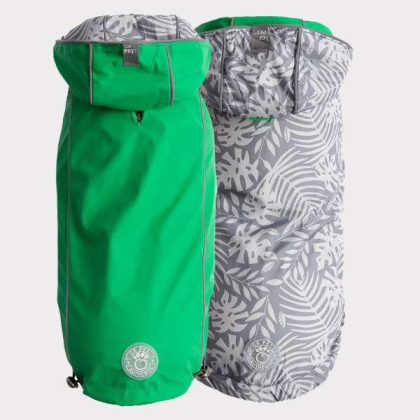 Green - GF Pet Reversible ElastoFit Raincoat  - Medium