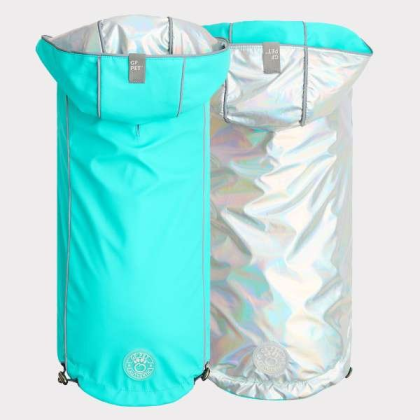 Neon Aqua - GF Pet Reversible Raincoat  - Small