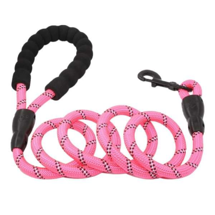 Pink - 5FT Rope Leash with Comfort Handle