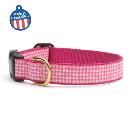 Pink Gingham - Pink Gingham Collar or Leash - Large