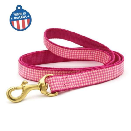 Pink Gingham - Pink Gingham Collar or Leash - Medium