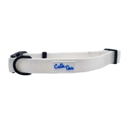 White - Cutie Ties Fun Design Dog Collar - Medium