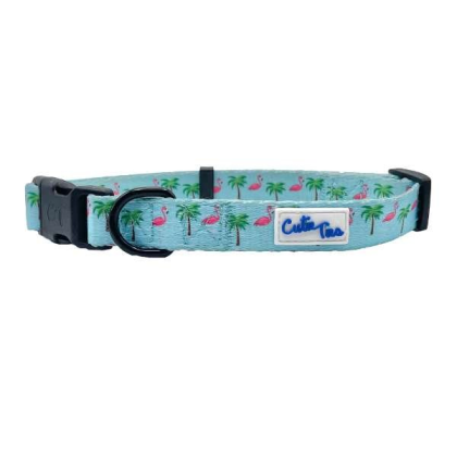 Flamingo Miami Vice - Cutie Ties Fun Design Dog Collar - Medium