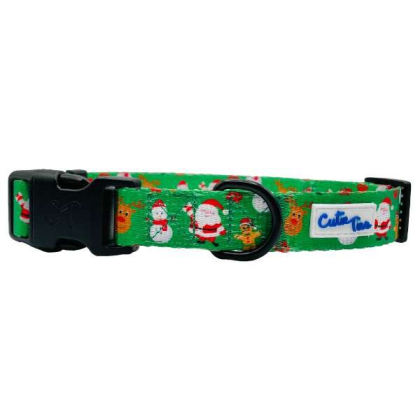 Christmas Festive Green - Cutie Ties Fun Design Dog Collar - Small