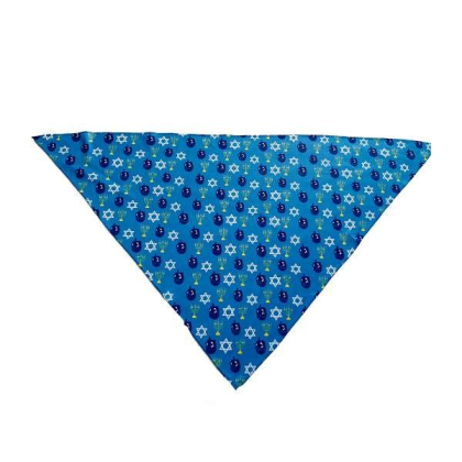 Hanukkah Blue Dreidel - Cutie Ties Tie On Dog Bandana - Small