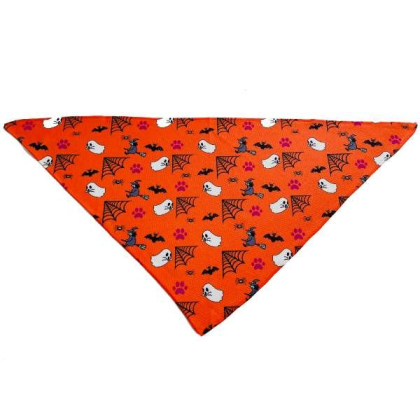 Spooky Halloween Orange - Cutie Ties Tie On Dog Bandana - Small