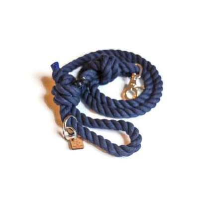 Navy - Knotted Rope Dog Leash - 5 ft