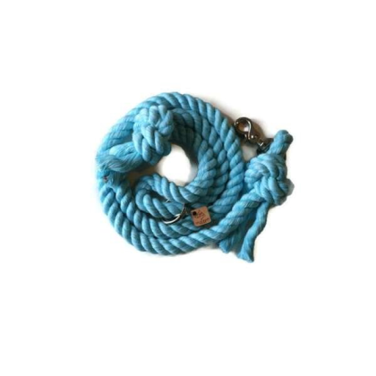 Aqua  - Knotted Rope Dog Leash - Traffic Lead (2 ft)